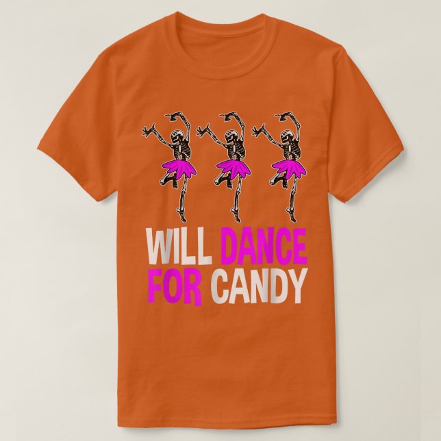 Will Dance For Candy Dancing Skeleton Halloween Sq T-Shirt (Design vorne)