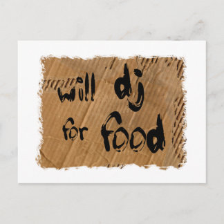 Will DJ for Food Postkarte