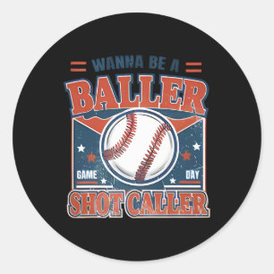 Will ein Byller Shot-Caller Retro-Bysebyll-Spiel s Runder Aufkleber