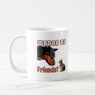 Will Freunde Sein Lustiges Hund- und Katzendesign Kaffeetasse