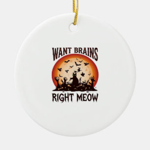 Will Gehirne genau jetzt Halloween schwarze Katze Keramik Ornament
