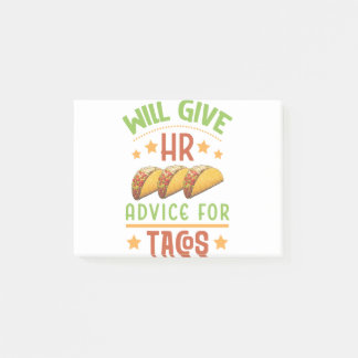 Will Give HR Advice for Tacos Funny Human Resource Post-it Klebezettel