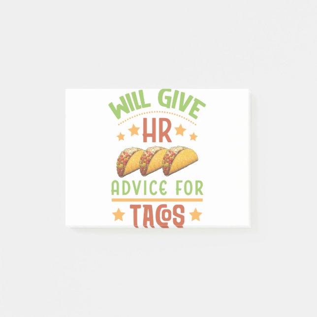 Will Give HR Advice for Tacos Funny Human Resource Post-it Klebezettel (Vorderseite)