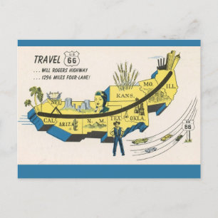 Will Rogers Route 66 Postkarte