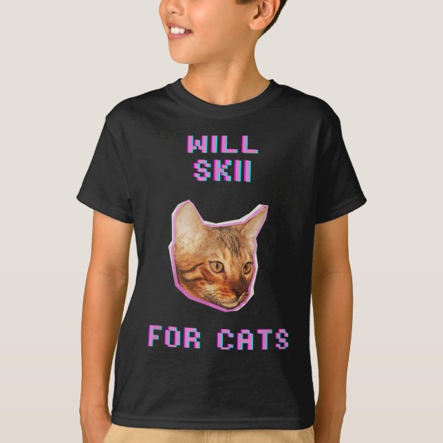 Will Skiing For Cats Funny Winter Snow Adventure  T-Shirt (Vorderseite)