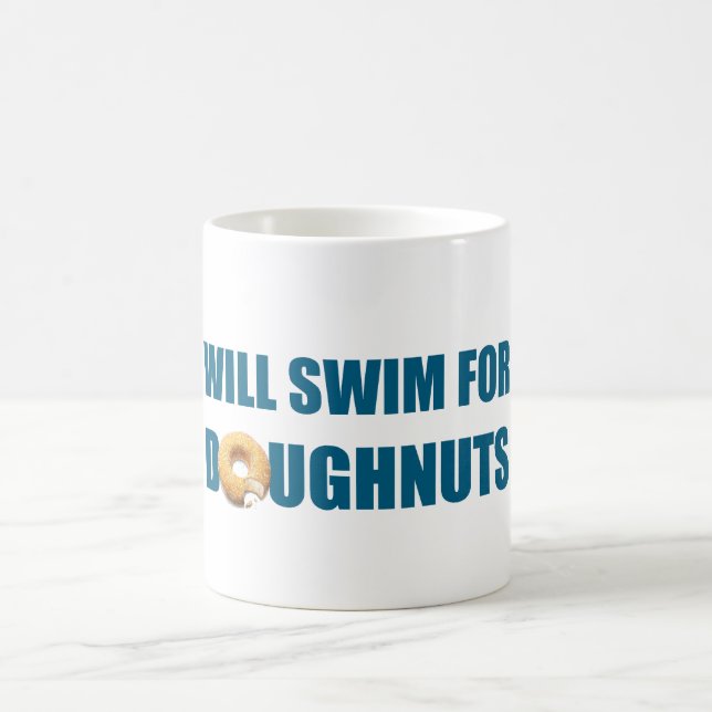 Will Swim for Doughnut, lustiges Geschenk Tasse (Mittel)