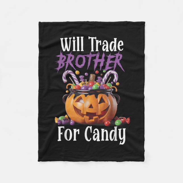 Will Trade Brother For Candy Funny Halloween Girls Fleecedecke (Vorderseite)