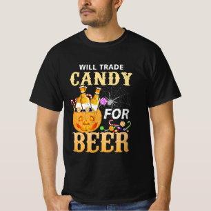 Will Trade Candy für Bier Uni Halloween Costum T-Shirt