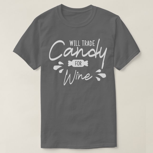 Will Trade Candy für Wein Halloween Pumpkin Geist T-Shirt (Design vorne)