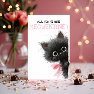 Will You Be Mine Meowentine? Cute Valententine's Feiertagskarte