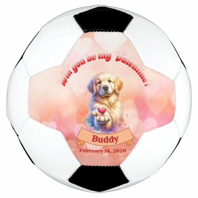 Will you be mine Valentine? personalized  Fußball (Vorderseite)
