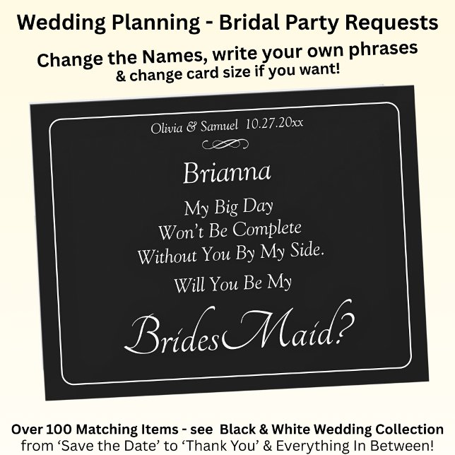 Will You Be My Bridesmaid? Black & White Card (Von Creator hochgeladen)