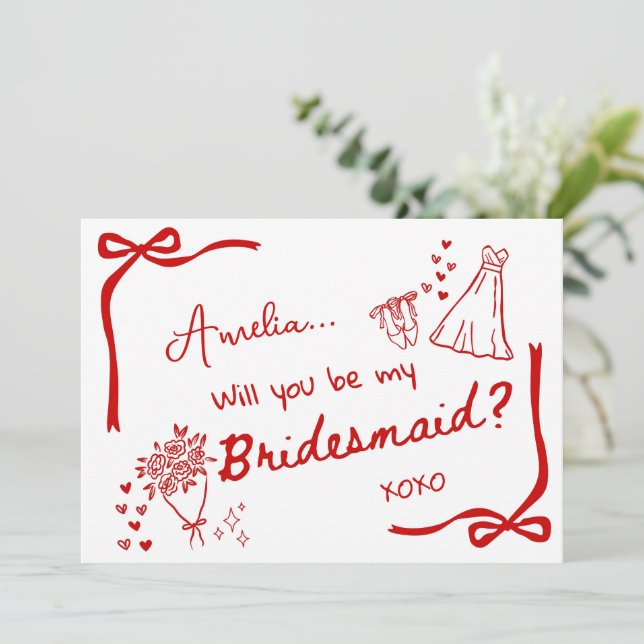 Will you be my Bridesmaid Card Invitation Einladung (Stehend Vorderseite)