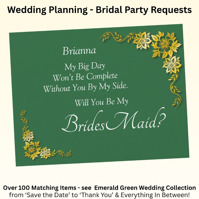 Will You Be My Bridesmaid? Emerald Green & Gold (Von Creator hochgeladen)