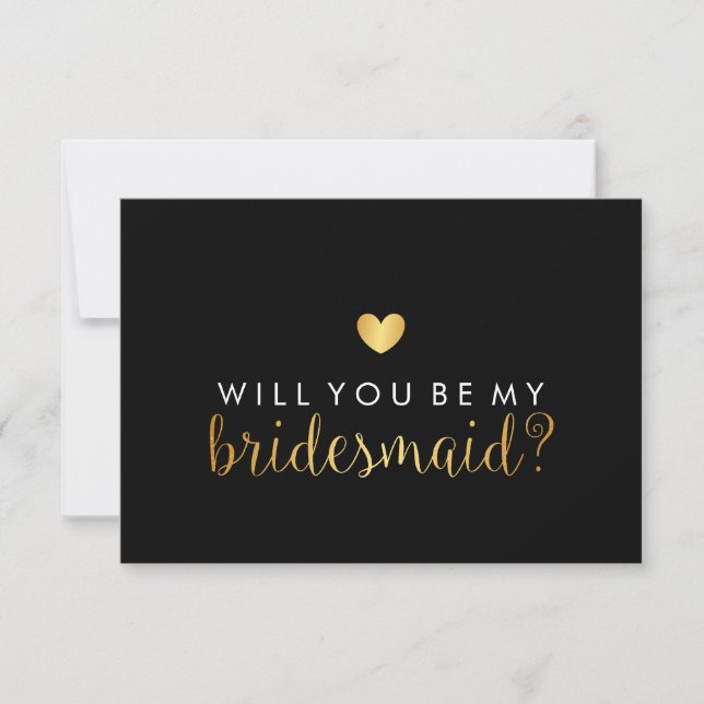 WIll You be My Bridesmaid - Gold Heart Script Fab Einladung (Vorderseite)