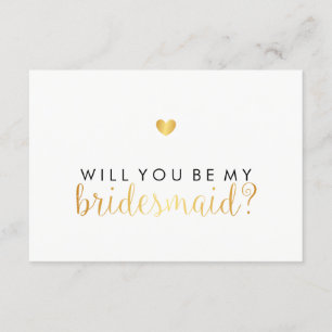 WIll You Be My Bridesmaid - Gold Heart Script Fab Einladung