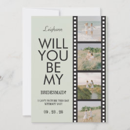 Will You Be My Bridesmaid Photo Green Reel Einladung