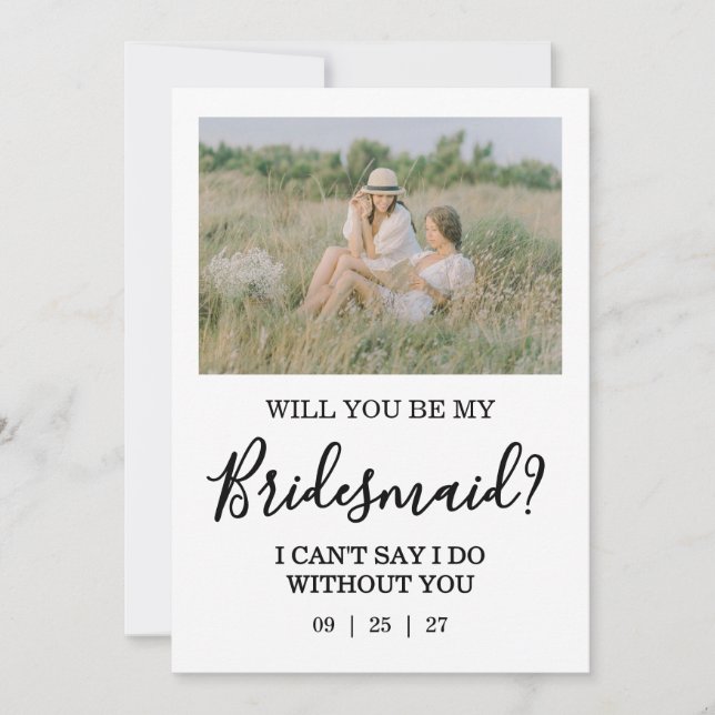 Will You Be My Bridesmaid Photo Proposal Card Einladung (Vorderseite)
