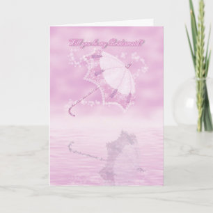 Will you be my bridesmaid pink floral parasol einladung