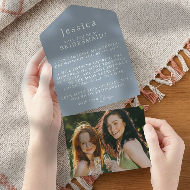 Will You Be My Bridesmaid Proposal Letter Photo All In One Einladung (Pop the question to your bridal party with this Will You Be My Bridesmaid Proposal Letter!)