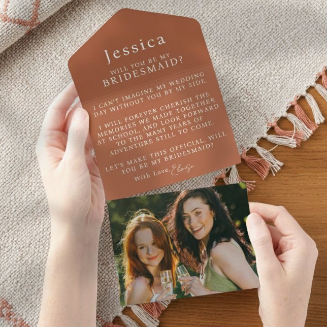 Will You Be My Bridesmaid Proposal Letter Photo All In One Einladung (Pop the question to your bridal party with this Will You Be My Bridesmaid Proposal Letter!)