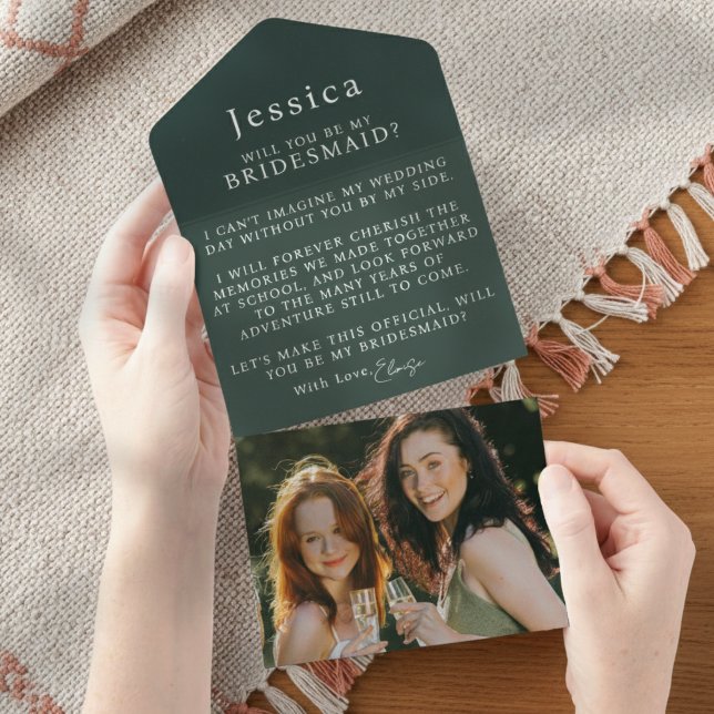 Will You Be My Bridesmaid Proposal Letter Photo All In One Einladung (Pop the question to your bridal party with this Will You Be My Bridesmaid Proposal Letter!)