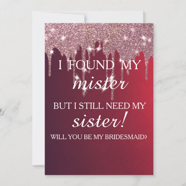 Will you be my bridesmaid? Rose Gold Dripping Invi Einladung (Vorderseite)