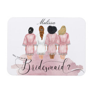 Will you be my bridesmaid wedding robelegant magnet