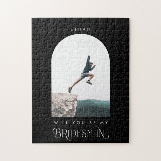 Will you be my Bridesman Minimal Photo Black Arch Puzzle (Vertikal)
