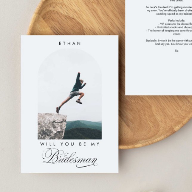 Will you be my Bridesman Minimal Photo Modern Arch Einladung (Von Creator hochgeladen)
