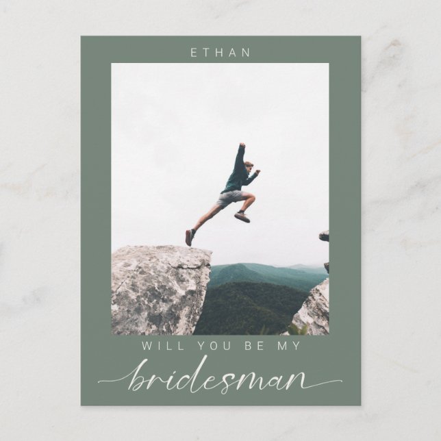 Will you be my Bridesman Minimalist Photo Modern  Postkarte (Vorderseite)