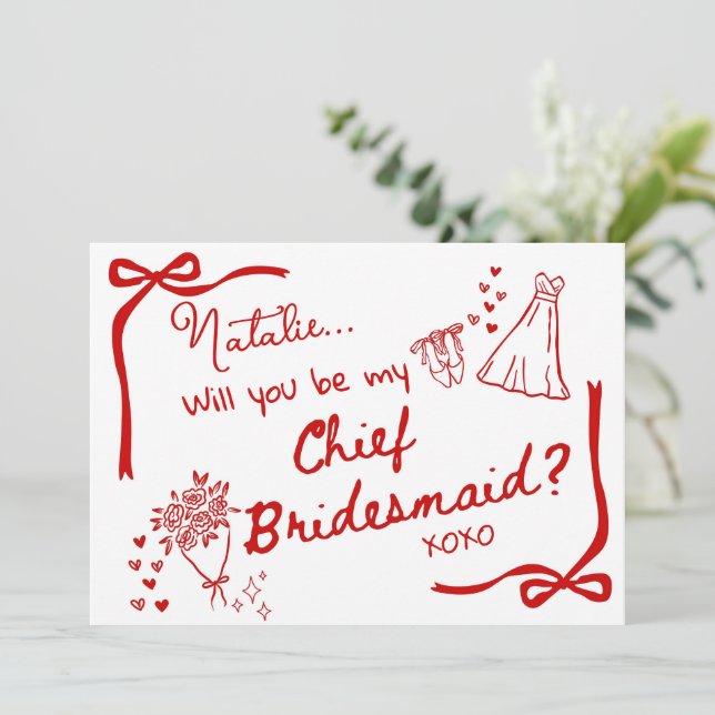 Will you be my Chief Bridesmaid Card Invitation Einladung (Stehend Vorderseite)