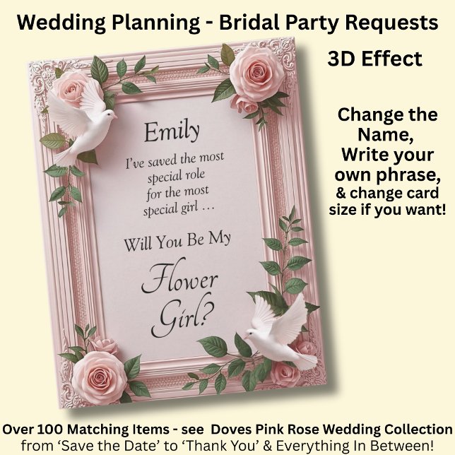 Will You Be My Flower Girl?   Pink Roses & Doves (Von Creator hochgeladen)