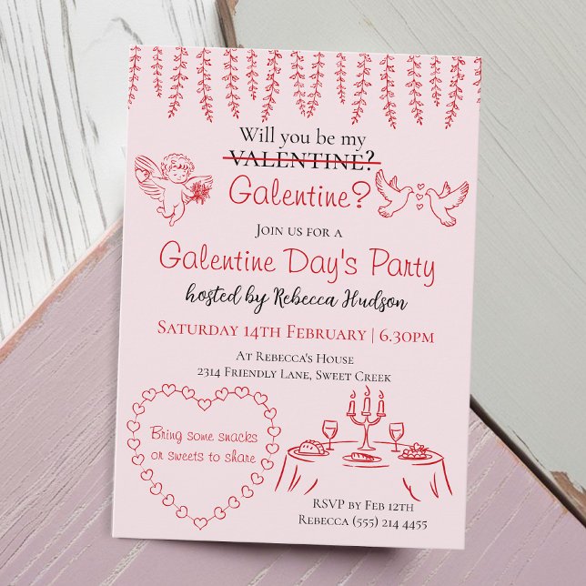 Will You Be My Galentine? Galentine Day's Party Einladung (Von Creator hochgeladen)