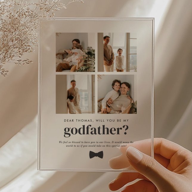 Will You Be My Godfather 4 Photo Proposal Card Acryleinladungen (Zazzle Will You Be My Godfather 4 Photo Proposal Card Acrylic Invitations)