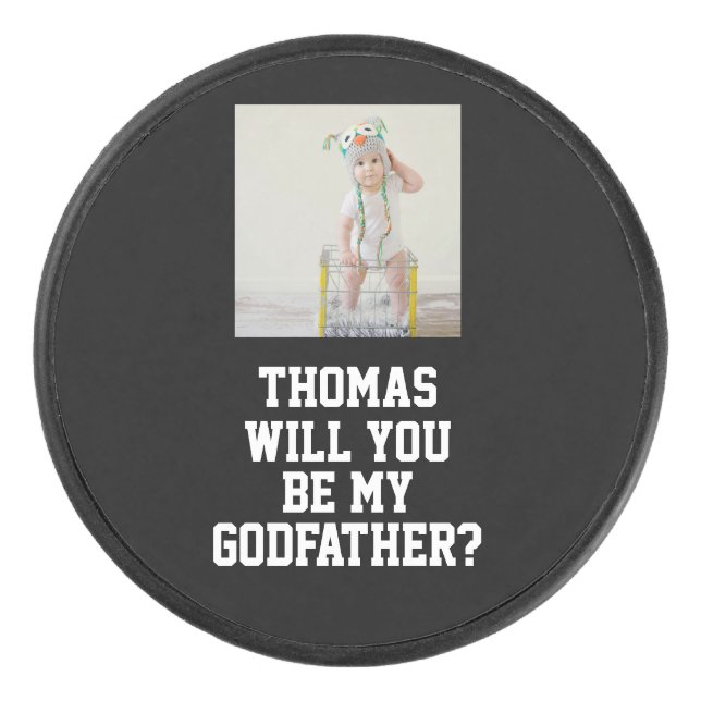 Will You Be My Godfather Godparent Proposal Sports Eishockey Puck (Vorderseite)