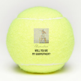 Will You Be My Godmother Godparent Proposal Photo Tennisbälle