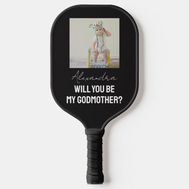 Will You Be My Godmother Godparent Proposal Sports Pickleball Schläger (Vorderseite)