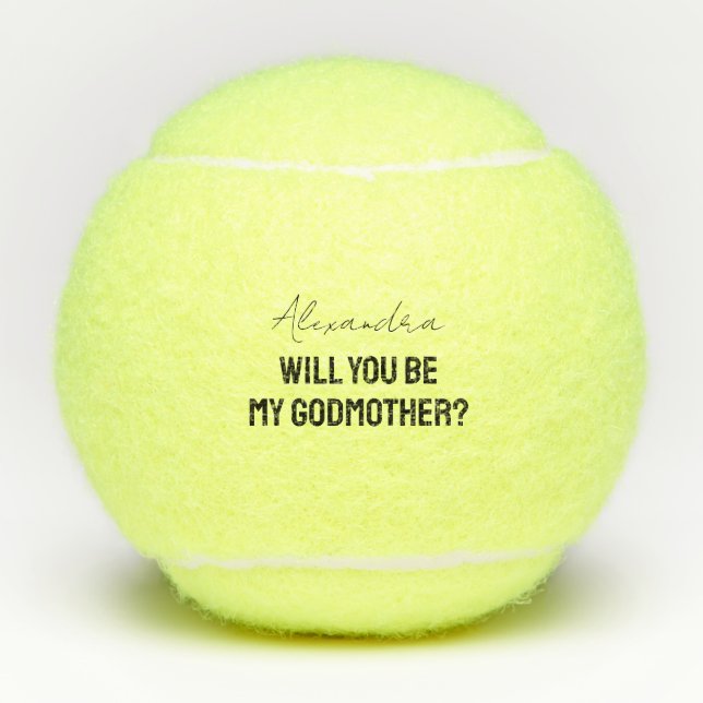 Will You Be My Godmother Godparent Proposal Sports Tennisbälle (Vorderseite)
