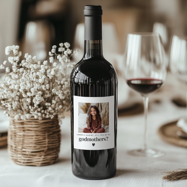 Will You Be My Godmothers Photo Proposal Weinetikett (Von Creator hochgeladen)