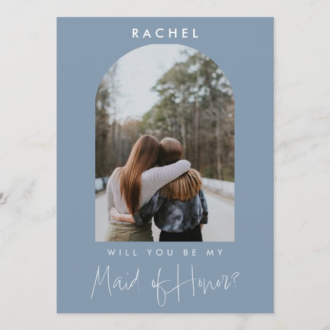 Will you be my Maid of Honor Dusty Blue Photo  (Vorderseite)