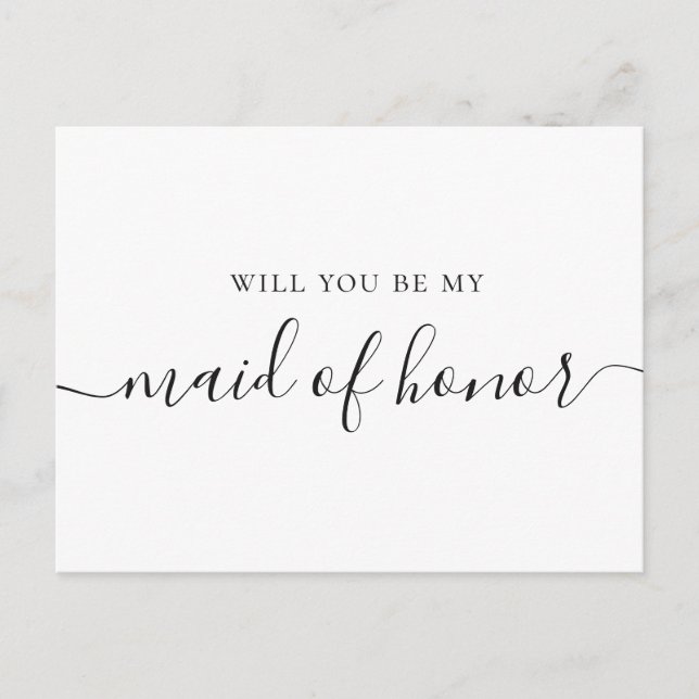Will You Be My Maid of Honor | Minimalist Proposal Einladungspostkarte (Vorderseite)