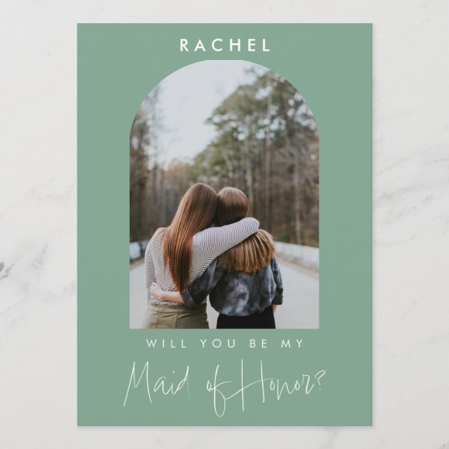 Will you be my Maid of Honor Sage Green Photo  (Vorderseite)