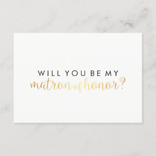 WIll You Be My Matron - Gold Script Fab Einladung