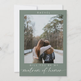 Will you be my Matron of Honor Photo Sage Green Einladung