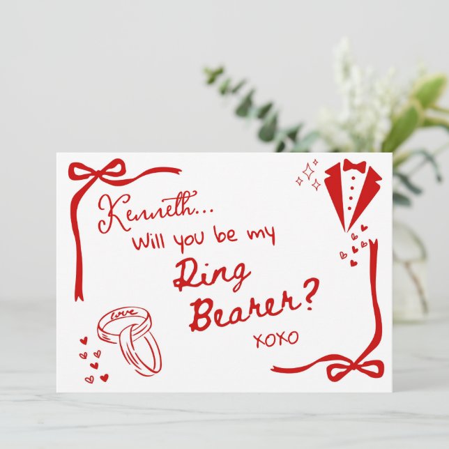 Will you be my Ring Bearer Card Invitation Einladung (Stehend Vorderseite)