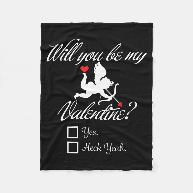 Will You Be My Valentine Funny Heart Cud V-day  Fleecedecke (Vorderseite)