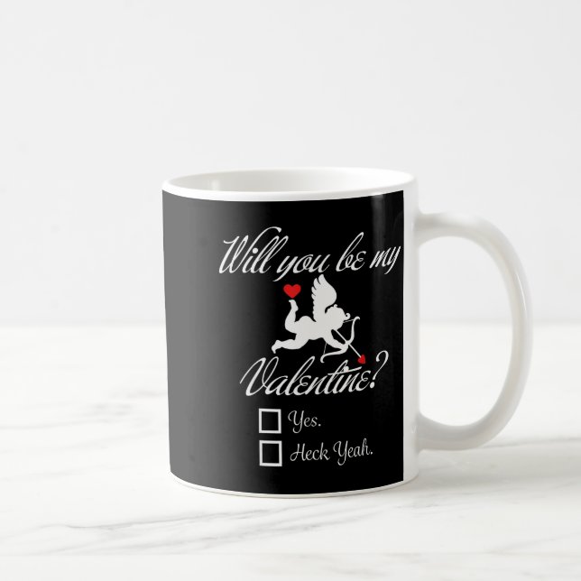 Will You Be My Valentine Funny Heart Cud V-day  Kaffeetasse (Rechts)