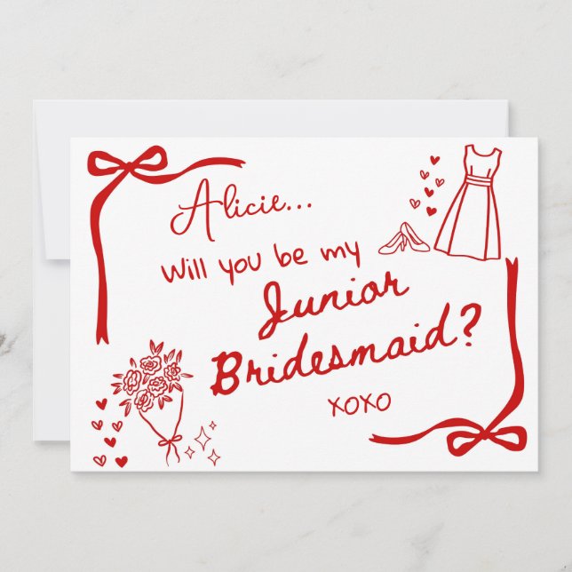 Will you be our Junior Bridesmaid Card Invitation Einladung (Vorderseite)