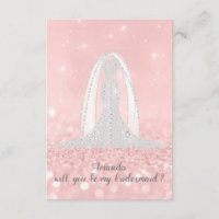 Will you Bridesmaid Glitzer Grau Dress Pink Veil